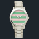Pink & Green Horizontal Stripe | Any Size | Custom Watch<br><div class="desc">We hope you love this adorable customisable design. It is handmade, and features a cute Pink & Green Horizontal Striped pattern. It comes in lots of other unique colour combinations, and can be customised using the “Customise It” button; to add text, make any changes of your choice, or use the...</div>