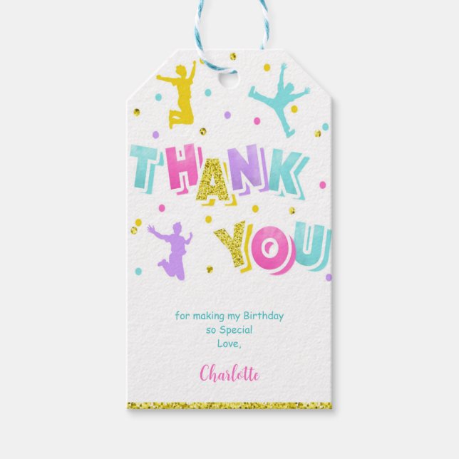Pink & Green Jump Gift Tags (Front)