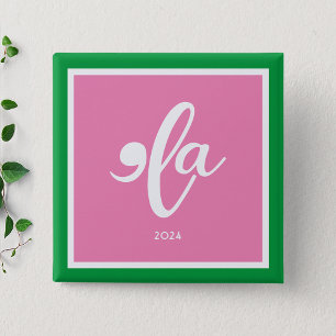 Pink Green Kamala 2024 Say Her Name  15 Cm Square Badge