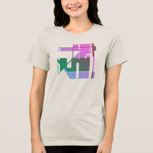 Pink Green Lavender Geometric Tribal Art, Small Tri-Blend Shirt