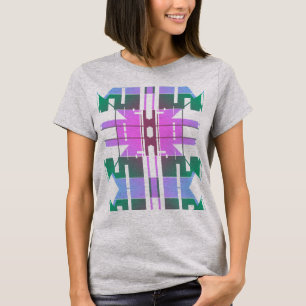 Pink Green Lavender Tribal Art Large Tiles Design T-Shirt