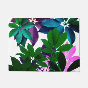 Pink & Green Leaves Door Mat