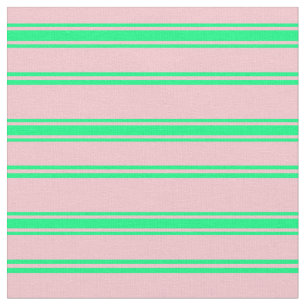 Pink & Green Lined Pattern Fabric