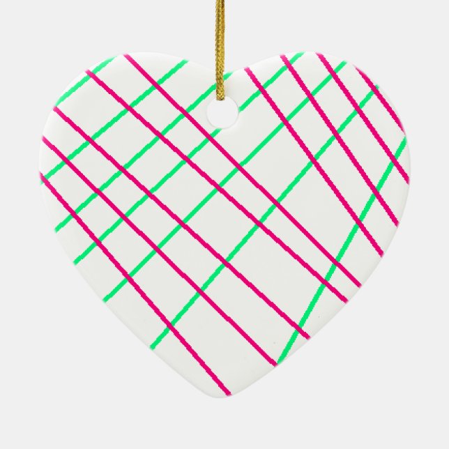Pink Green Lines, Kids Art, Geometry Painting Ceramic Tree Decoration (Back)