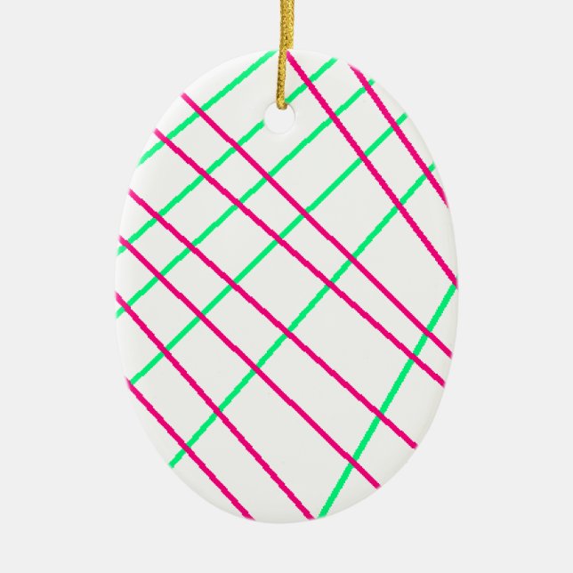 Pink Green Lines, Kids Art, Geometry Painting Ceramic Tree Decoration (Front)