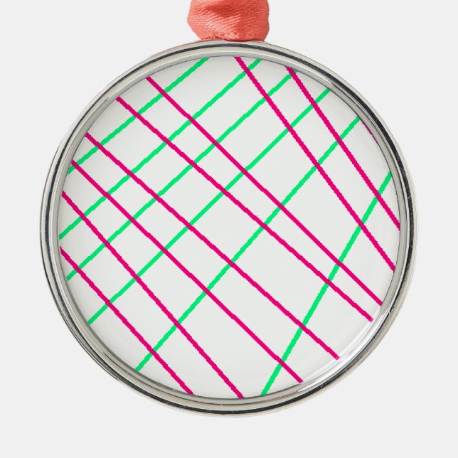 Pink Green Lines, Kids Art, Geometry Painting Metal Tree Decoration (Front)