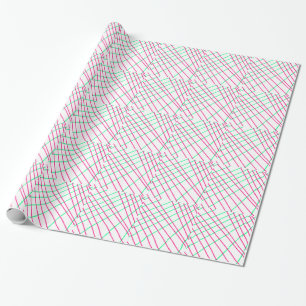 Pink Green Lines, Kids Art, Geometry Painting Wrapping Paper