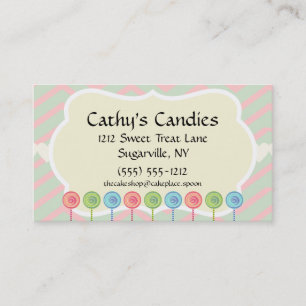 Pink Green Lollipop Candy Shop Baker Confectioner Business Card