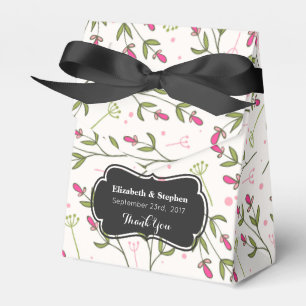 Pink & Green Long Stem Wildflower Wedding Thanks Favour Box