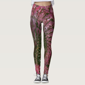 Pink Green Lt Fractal Art Leggings