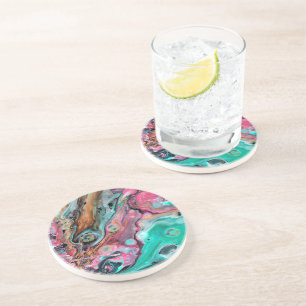 Pink & Green marble  Coaster