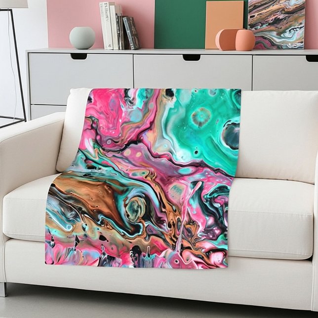 Pink & Green marble  Fleece Blanket (Creator Uploaded)