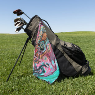 Pink & Green marble  Golf Towel