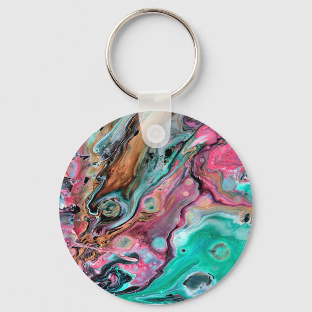 Pink & Green marble  Key Ring (Front)