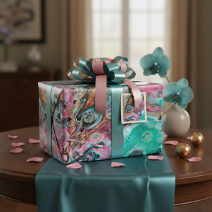 Pink & Green marble Wrapping Paper