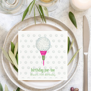 Pink Green Masters Golf Birthday Party Invitations Napkin