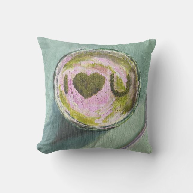 Pink Green Matcha Love Tea Art Modern Still Life B Cushion (Front)