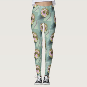 Pink Green Matcha Love Tea Art Modern Still Life B Leggings