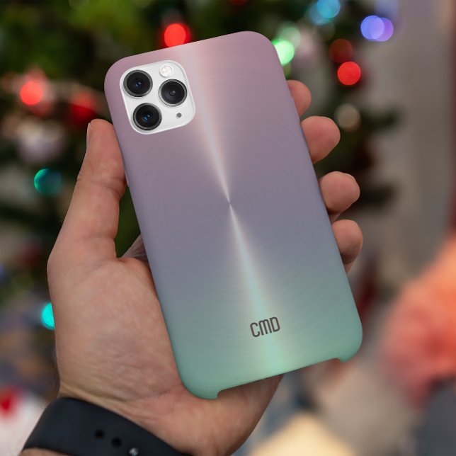 Pink Green Metallic Ombre Monogram Case-Mate iPhone Case (Creator Uploaded)