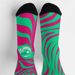 Pink Green Mismatched Zebra Socks