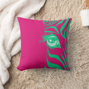 Pink Green Mismatched Zebra Throw Pillow