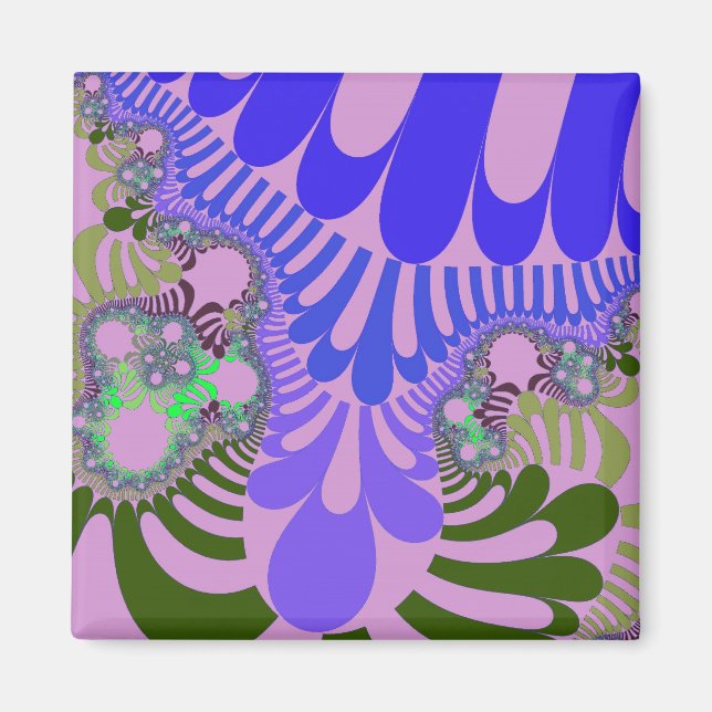 Pink Green Mod Square Magnet (Front)