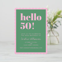 Pink Green Modern 50th Scalloped Birthday Party