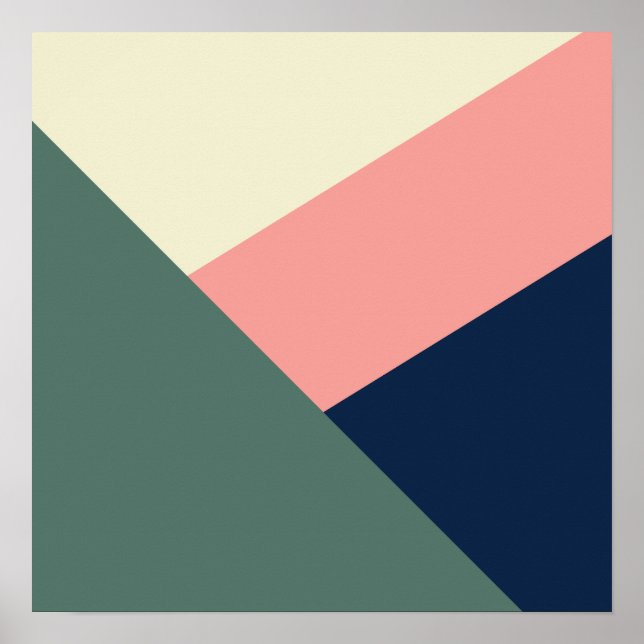 Pink & green modern minimal abstract geometric poster (Front)