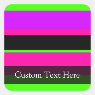 Pink/Green Neon Stripes Square Sticker