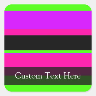 Pink/Green Neon Stripes Square Sticker