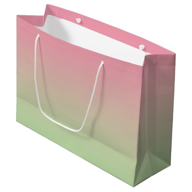 Pink & Green Ombre Large Gift Bag (Front Angled)