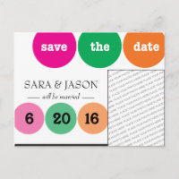 Pink, Green, Orange Circles Save the Date