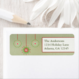 Pink Green Ornaments Christmas Green Wood Grain