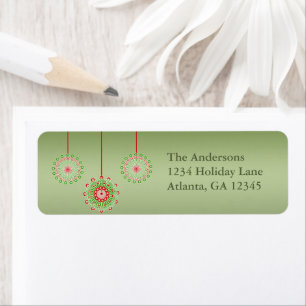 Pink & Green Ornaments on Christmas Green