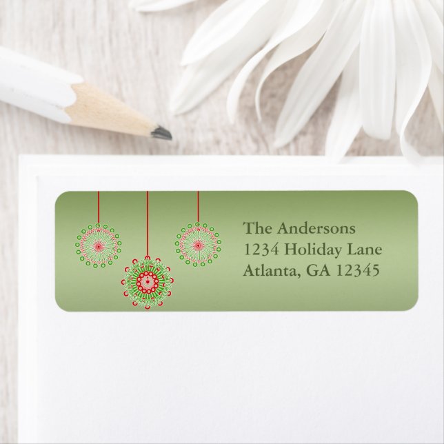 Pink & Green Ornaments on Christmas Green (Insitu)