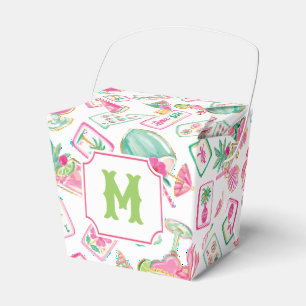 Pink & Green Palm Beach Mahjong & Mixers Monogram Favour Box