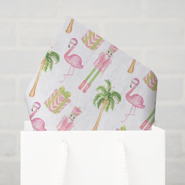 Pink & Green Palm Beach Nutcracker Christmas Tissue Paper (Gift Bag)