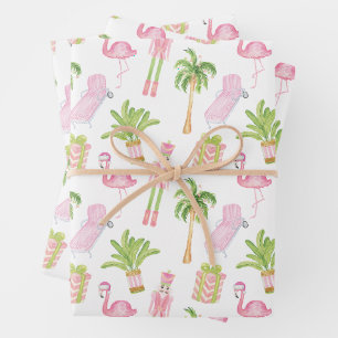 Pink & Green Palm Beach Nutcracker Christmas Wrapping Paper Sheet