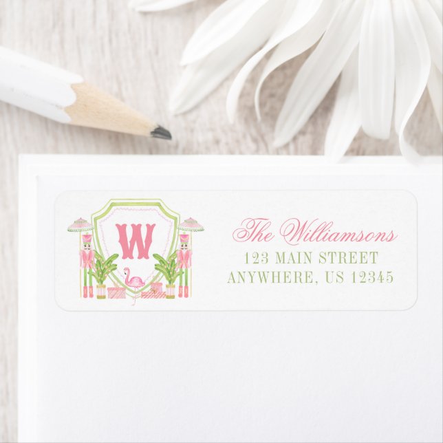 Pink & Green Palm Beach Nutcracker Monogram Crest (Insitu)
