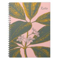 Pink Green Palm Frond Botanical Art Personalized