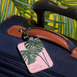 Pink Green Palm Leaf Personalised Wedding Initials Luggage Tag<br><div class="desc">Pink Green Palm Leaf Personalised Wedding Initials Luggage Tag</div>