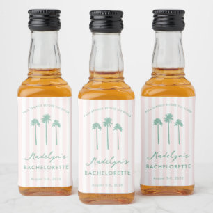 Pink Green Palm Springs Bachelorette Party Favours Liquor Bottle Label