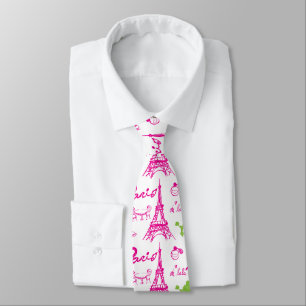 Pink green Paris Love Tie