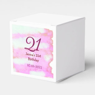 Pink green pastel 21st birthday simple name date g favour box