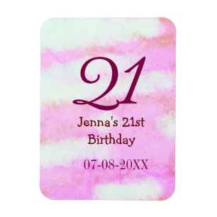 Pink green pastel 21st birthday simple name date g magnet