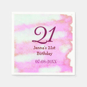 Pink green pastel 21st birthday simple name date g napkin