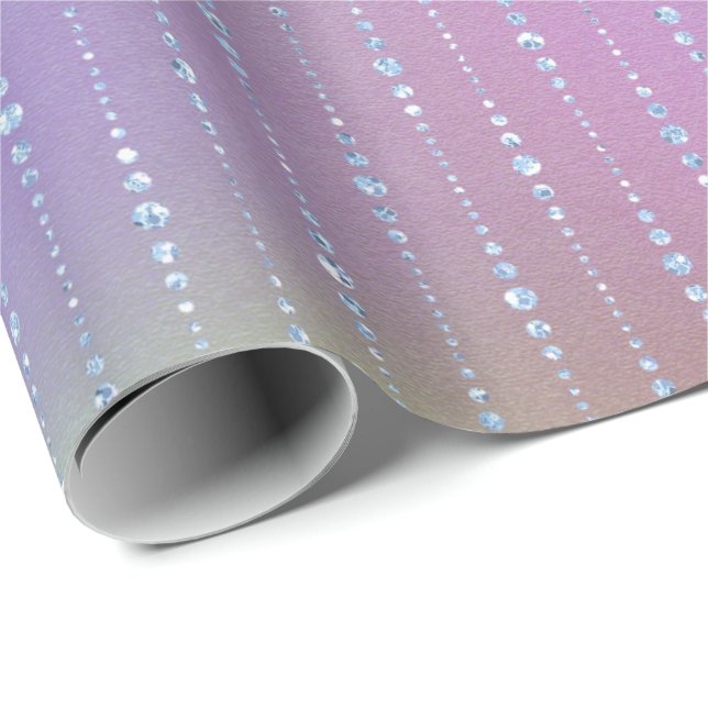 Pink Green  Pastel Ombre Purple Crystals Fairly Wrapping Paper (Roll Corner)