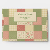 Pink Green Patchwork Quilt Rustic Farmhouse Floral