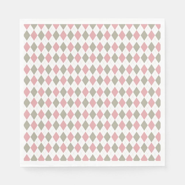 Pink Green Pattern Modern Golf Baby Shower  Napkin (Front)
