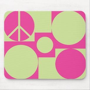 Pink & Green Peace Dots Mouse Mat